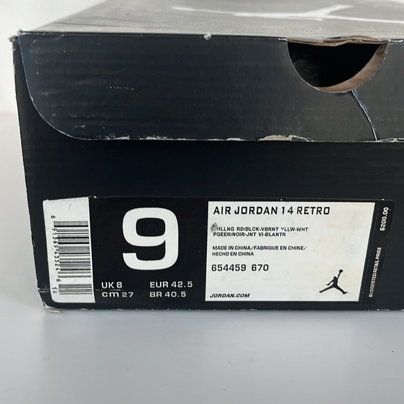 Retro AIR JORDAN 14 Ferrari Red w/ Yellow Trim Size 9 - Picture 14 of 15